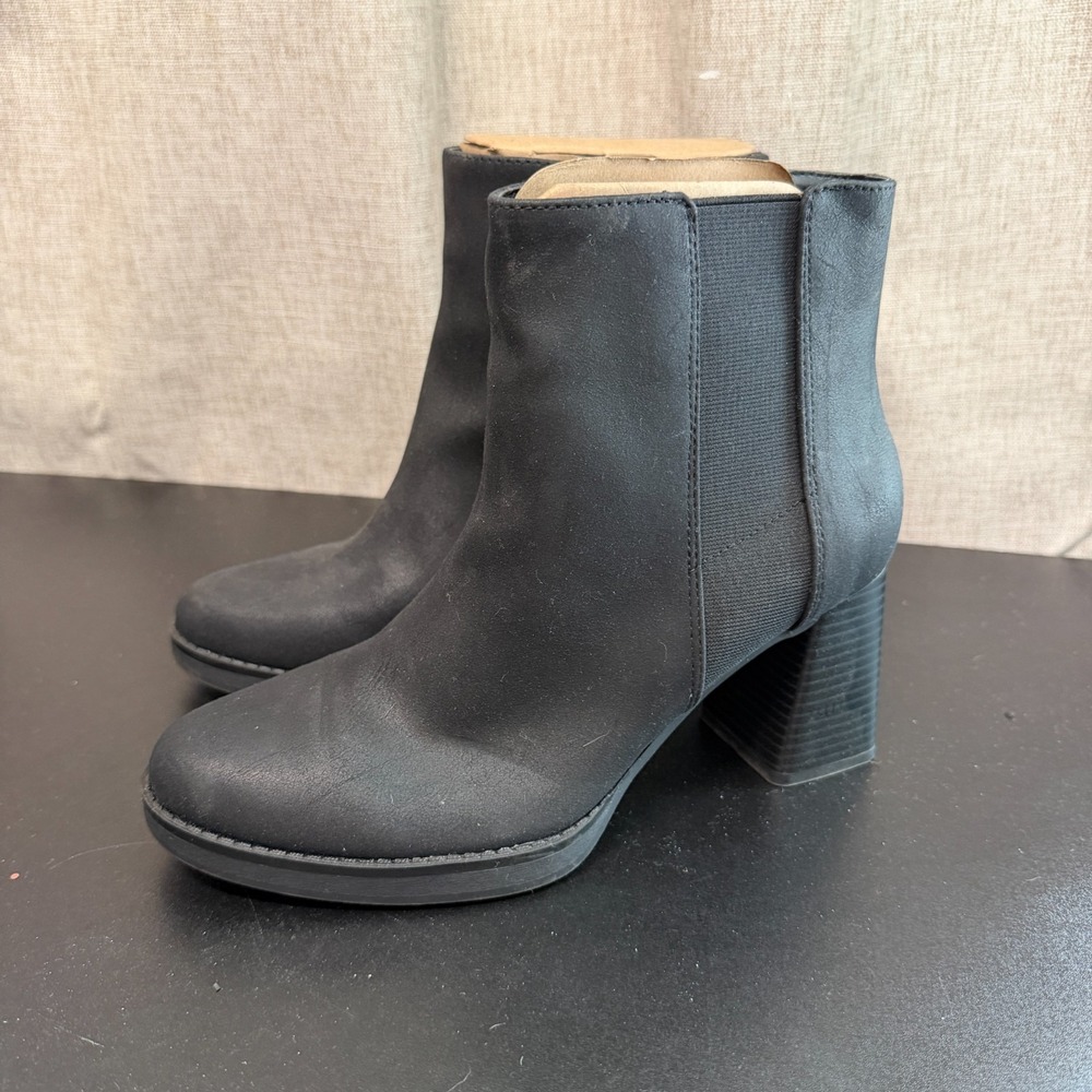 Kelly & Katie Heeled Chelsea Bootie Boots Women's 8 1/2 Black Side Zip Classic